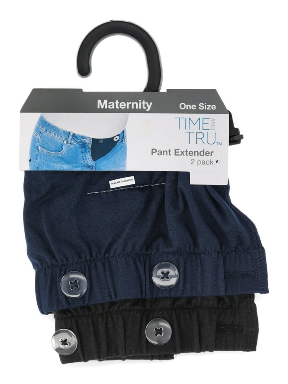 Time and Tru Maternity Pant Extender 2-Pack - Navy & Black
